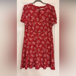 LOFT Red and white flower dress